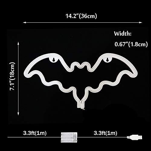 Neon Bat Sign - Gothic LED Neon Lights Halloween Decor - Purple, 14.2 Inch
