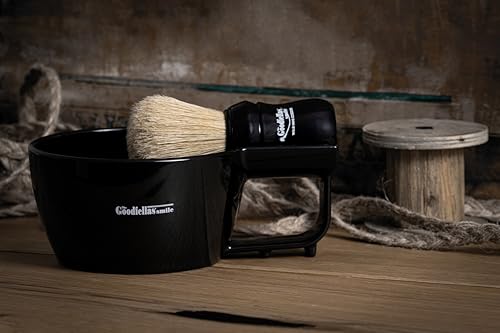 The Goodfellas' smile, Shave & Lather Bowl – Durable Impact‑Resistan Resin, Built‑In Brush Rest, 4.9″ Diameter – Perfect for Traditional Wet Shaving (Black)