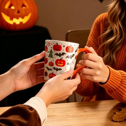 Halloween Mug 11 Oz Ceramic Pumpkin Ghost Coffee Cup with Gift Box - Fall Decor
