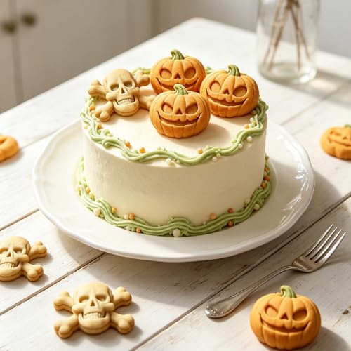 Light Blue Halloween Silicone Mold Set with Skull & Pumpkin for Baking & Decorating
