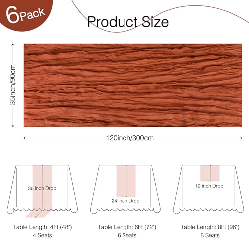 6 Pack Terracotta Cheesecloth Table Runner - Boho Gauze Fall Decor 10ft