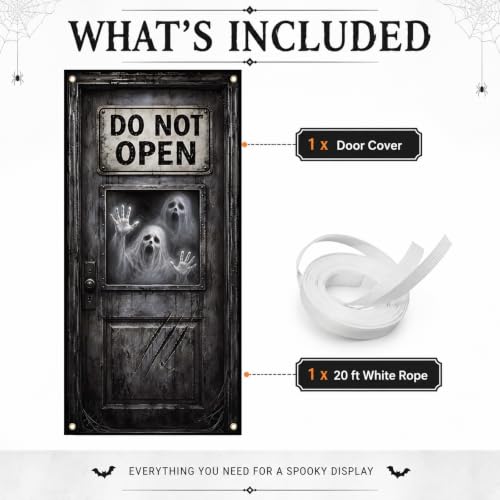 Halloween Door Cover - Do Not Open Haunted Ghost Warning Decoration 72x35 in - Variation: DO NOT OPEN