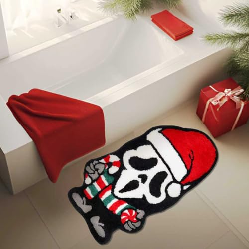 Christmas Ghost Bathroom Rug Non-Slip Doormat - Holiday Gothic Decor 19.7 x 35.4 Inch