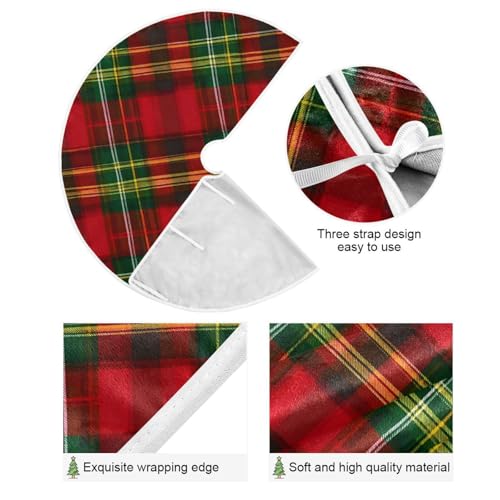 Christmas Tree Skirt Decoration 35.4 Inch Mini Tartan Plaid Red Green Holiday Home Decor - Variation of Red Green Plaid
