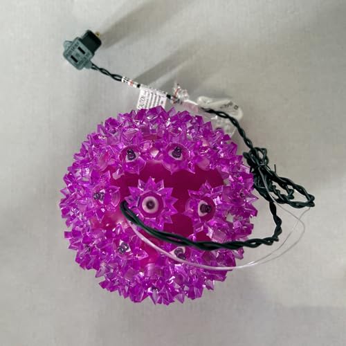 Purple 5.5-Inch Outdoor Hanging LED Sphere Lights - 50 LED Starlight Balls with Green Wire - Christmas & Holiday Decor