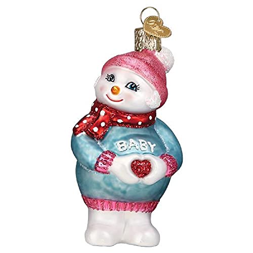 Expectant Snowlady Glass Christmas Ornament - Handcrafted Holiday Tree Decor