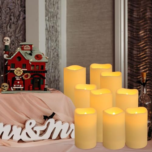 Ivory 24 Pack Waterproof Outdoor Flameless LED Candles with Remote & Timer - 3 Sizes