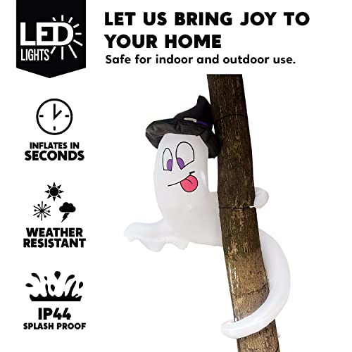 Halloween Inflatable Ghost Decor for Outdoor Yard with LED Lights - 5 ft Tall Twining Tree Ghost