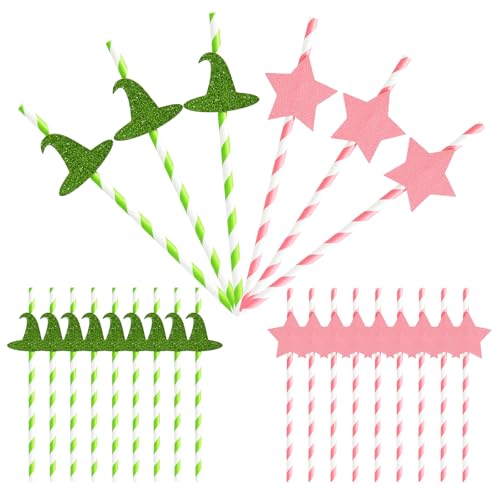 24 Pack Witch Party Paper Straws - Eco-Friendly Disposable Drink Accessories