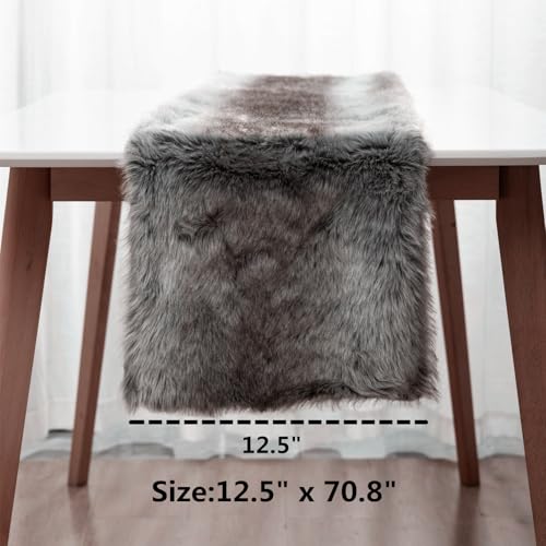 Faux Fur Christmas Table Runner Plush Holiday Decor for Dining & Home