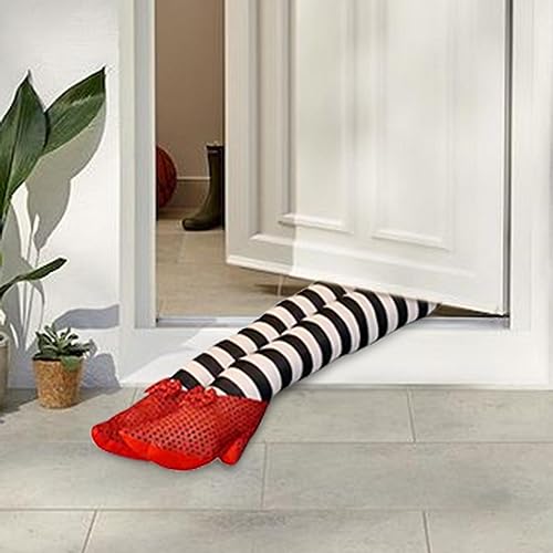 Halloween Witch Legs Prop with Red Shoes - Indoor & Outdoor Decor