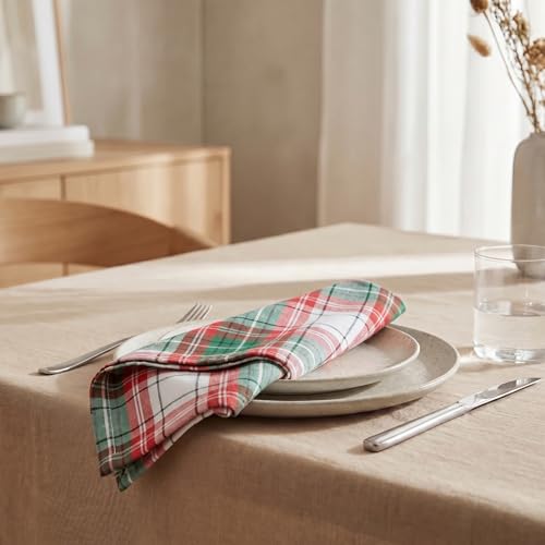 Christmas Checks Cloth Napkins 20x20 Set of 12 - Holiday Table Decor