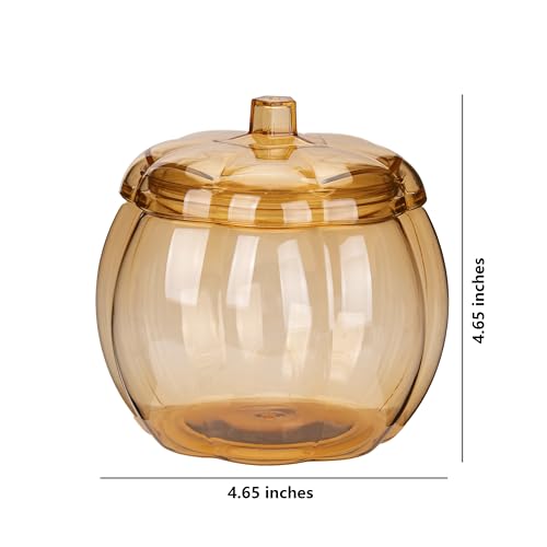 Pumpkin Shaped Candy Jar with Lid - Orange Plastic Container, 1 Pack - Variation of Pumpkin Orange