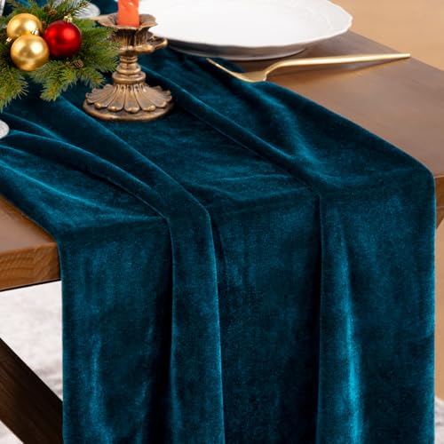 4-Pack Peacock Velvet Table Runner 20 x 120 Inches Fall Wedding Party Decor