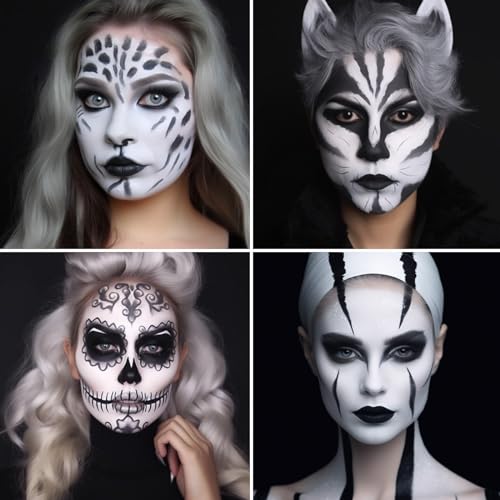 White Face Paint Kit for Clown Joker Vampire Skull Halloween Cosplay - 2.1 fl oz