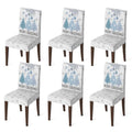 Blue Christmas Chair Covers Set of 6 - Durable Spun Polyester Holiday Decor