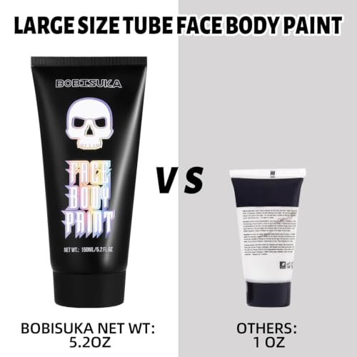 White Face & Body Paint Set - 5.2oz with 2 Brushes for Full-Body Makeup & Cosplay