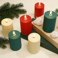 LED Flameless Candles Set - 6 Pieces, Battery Operated, 4.3 Inches Tall, for Weddings & Holidays (Green, Red, Ivory)