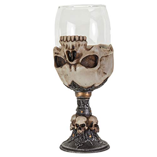 Skull Wine Goblet - Gothic 7oz Ceremonial Stemware with Hand-Painted Bone Design