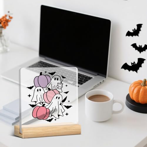 Acrylic Halloween Pumpkin Ghost Decor Sign for Home Office - Variation 5