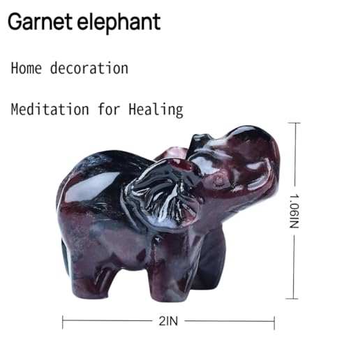 Garnet Crystal Elephant Statue - Healing Gemstone Figurine for Meditation & Decor - 2 Inch - Lucky Guardian Gift
