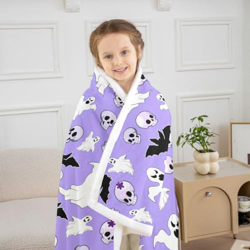 Baby Skeleton Halloween Blanket Cartoon Ghost Spooky Throw 30x40 Inches - Multi 45
