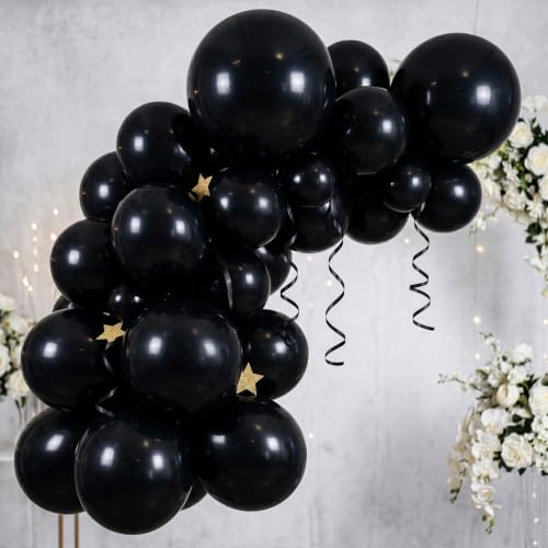Black 18 Inch Latex Balloons - 15 Pack Large Round Party Decorations