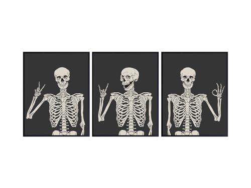 Skeleton Wall Art & Decor 11x14 Inch Prints - Halloween Gothic Home Decor - Pagan & Funny Skull Artwork - Variation 3