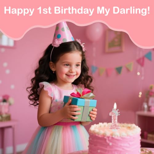 Pink Crown Birthday Candle - Number 1 Cake Topper for Celebration - Variation Pink Crown / 1