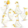 Wooden Silly Goose Tabletop Decor Set - Pink Bow for 1st Birthday Party (Yellow Variation)