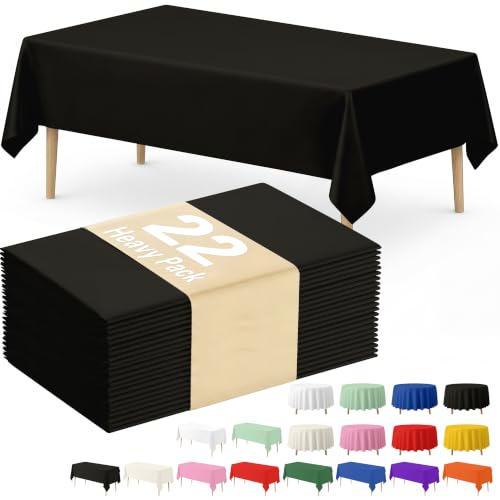 Disposable Black Rectangle Plastic Tablecloth - 54 x 108 Inches, Pack of 22 - Ideal for Parties and Events