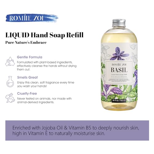 Liquid Hand Soap Refill with Basil Scent - 750ml, Moisturizing & Cruelty-Free