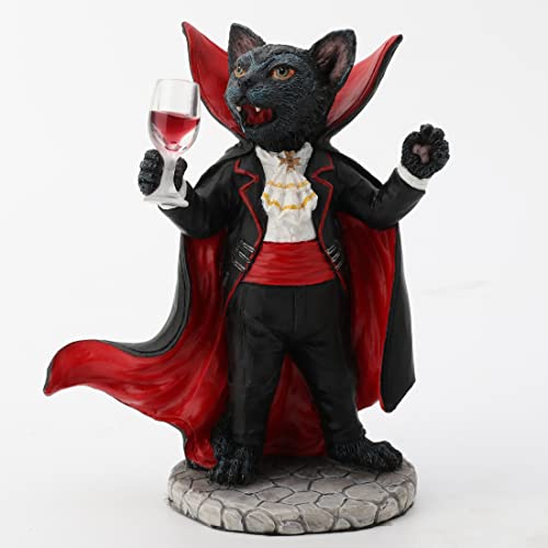 Catcula Vampire Cat Figurine - Hand Painted Resin Halloween Collectible