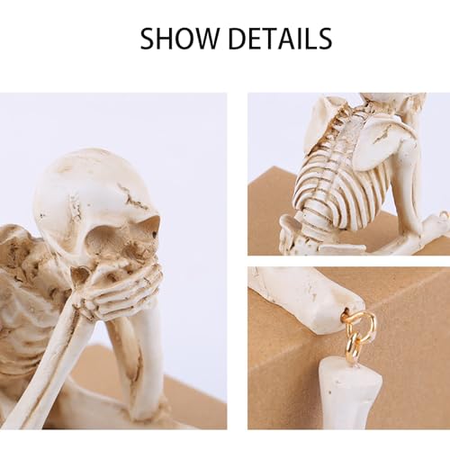 Halloween Skeleton Decor Set of 3 See No Evil Hear No Evil Speak No Evil Figurines