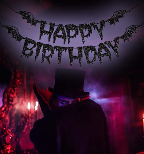 Vampire Themed Birthday Banner - Halloween Bat & Vampire Party Decorations