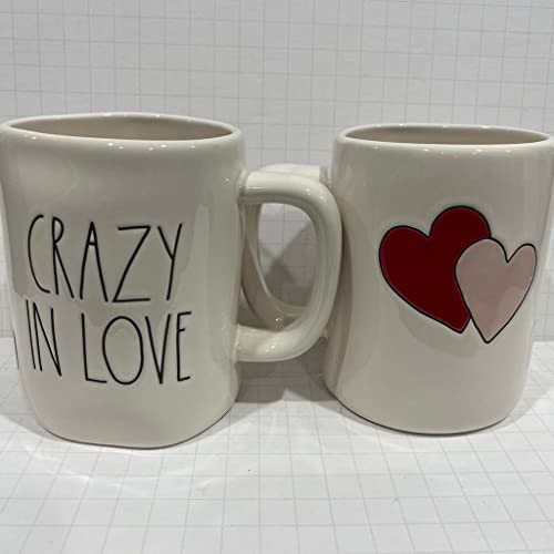 Crazy in Love Mug - Double Sided Ceramic Valentine's Day 16oz - Heart Back
