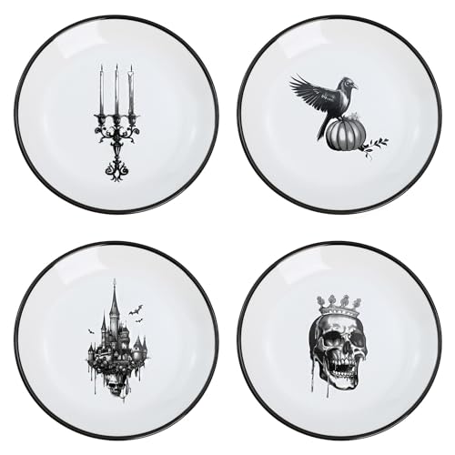 Halloween Ceramic Sauce Dishes Set - 4pcs 5 Inch Dipping Bowls for Kitchen & Decor