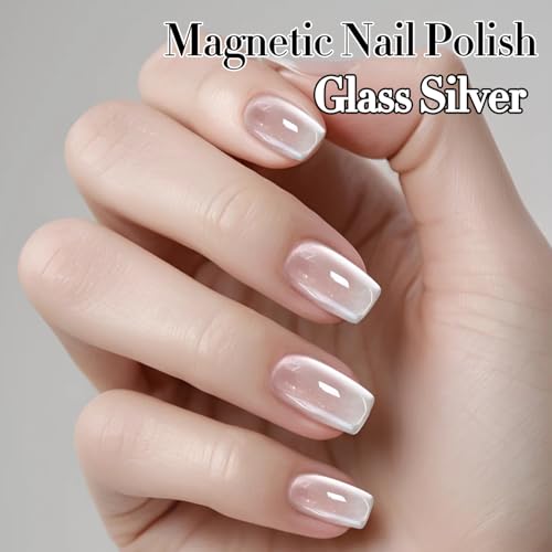 Double Rhythm Cat Eye Gel Polish - Silver Magnetic Holographic Glitter 15ML