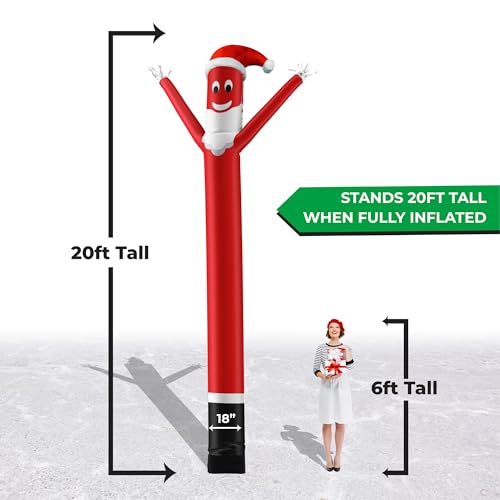 Santa Disguise Air Dancer Inflatable Tube Man - 20ft Christmas Waving Decoration with Blower Not Included