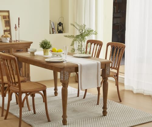 Wracra Jute Table Runner - Farmhouse Style, 14x60 Inch Off White Linen