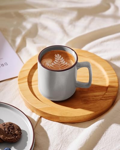 Light Gray Coffee Mug Set of 4 - 14oz Ceramic Cups for Latte Tea Milk