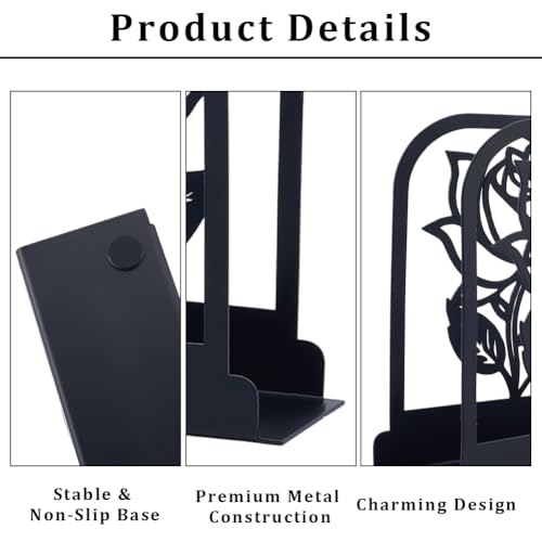 Flower Napkin Holder - Black Metal Elegant Rose Design for Table & Kitchen - Variation of Flower