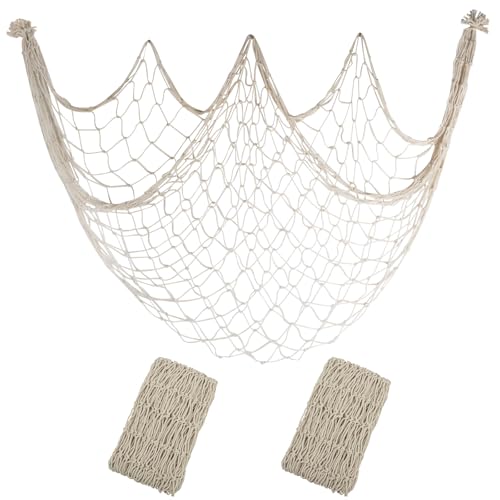 X-Large Beige Decorative Fish Net for Party & Home Decor - 2 Pack