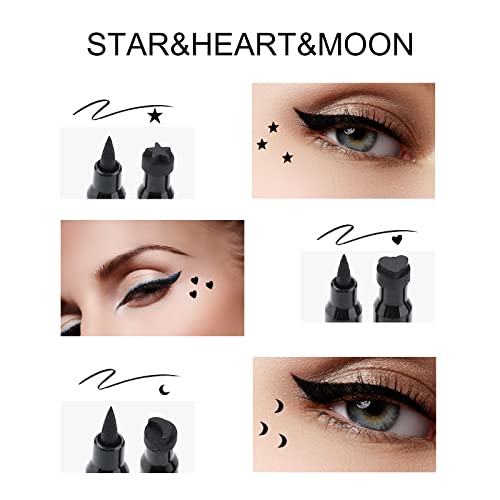Ownest 3-Piece Double-Sided Liquid Eyeliner Pen Set with Stamp & Gel Tip, Waterproof & Smudgeproof