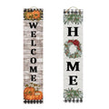 Reversible Fall Porch Leaner with Pumpkin Wreath - 47x9.5 Pine Decor
