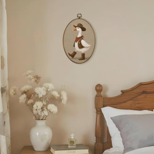 Western Cowboy Goose Nursery Wall Art - Oval Canvas Decor, Animal19 Variation