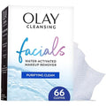 Olay Makeup Remover Wipes Purifying Clean 66 Count - Deep Cleansing Face Towels for Oily & Normal Skin