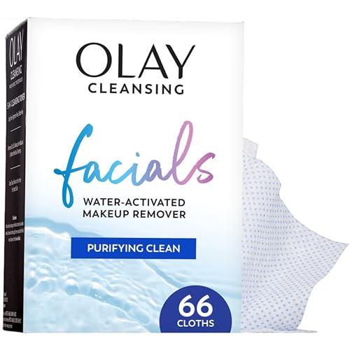 Olay Makeup Remover Wipes Purifying Clean 66 Count - Deep Cleansing Face Towels for Oily & Normal Skin