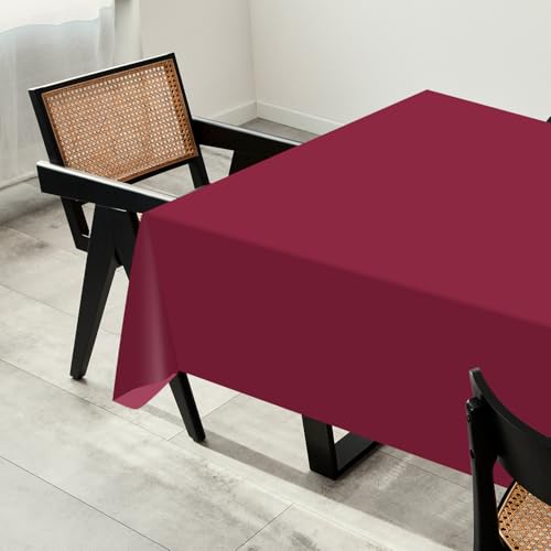 Burgundy Plastic Table Cover Roll 54 Inch x 2400 Inch with Slide Cutter for Events