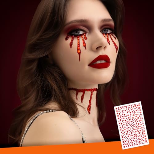 Halloween Face Gems Stickers - Red & Black Spider Web Variations of This Listing